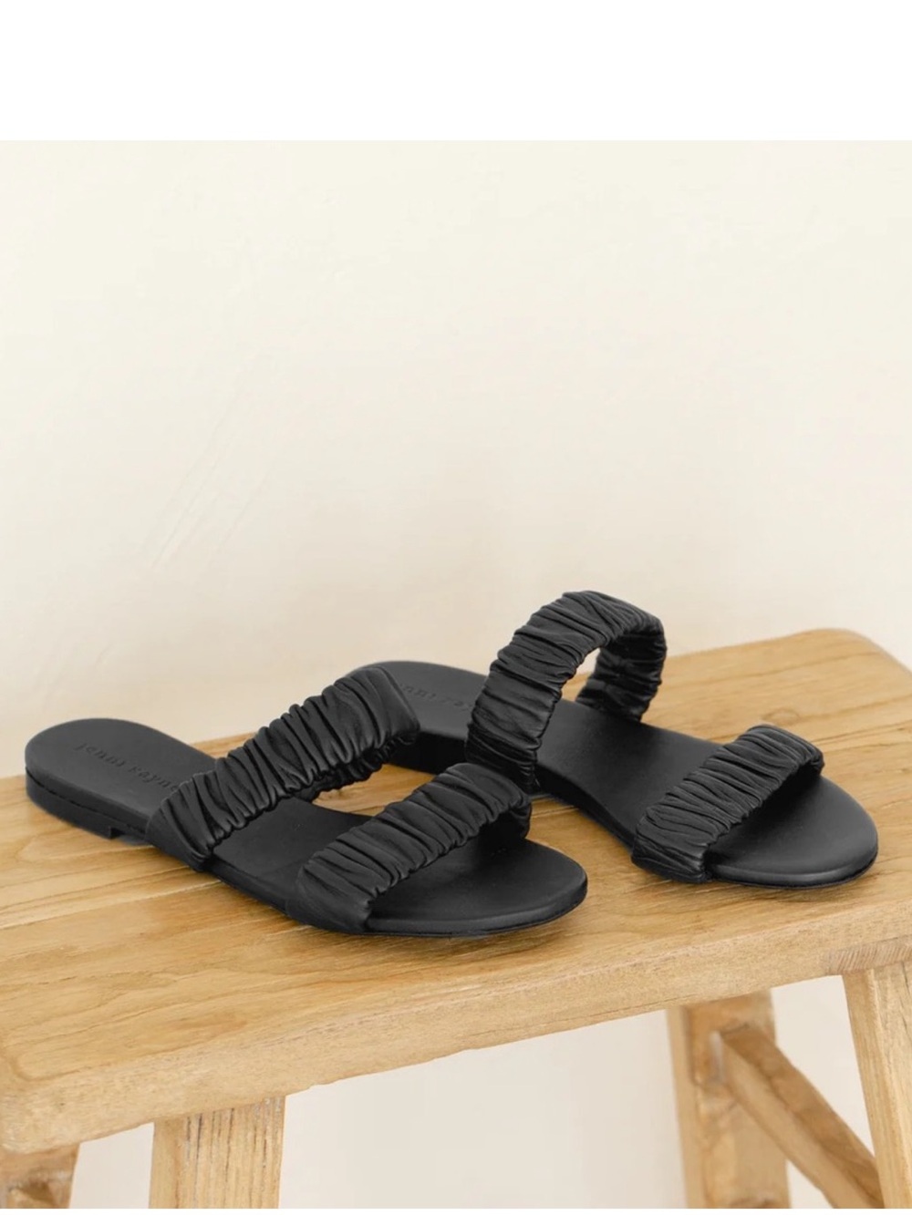 Jenni Kayne Leather Dune Flat Slide Black Sandals Size 40